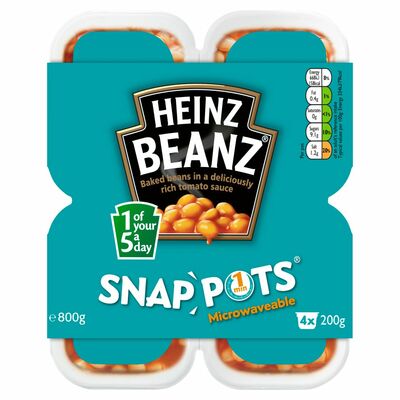 Heinz Baked Beans Snap Pots 4 Pack 800g