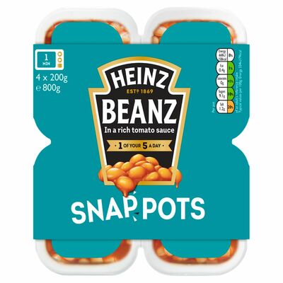 Heinz Baked Beans Snap Pots 4 Pack 800g