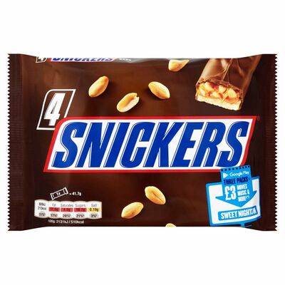 Snickers Bars 4 Pack 166.8g