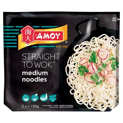 Amoy Straight To Wok Medium Noodles 300g