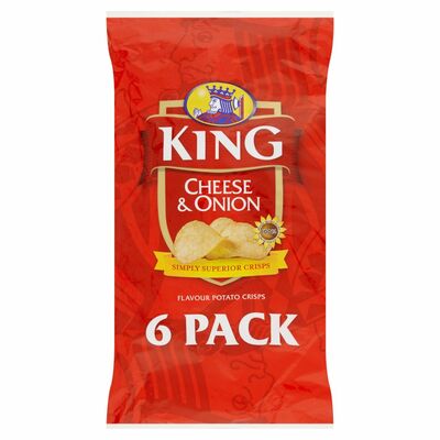 King Crisps Cheese & Onion 6 Pack 150g