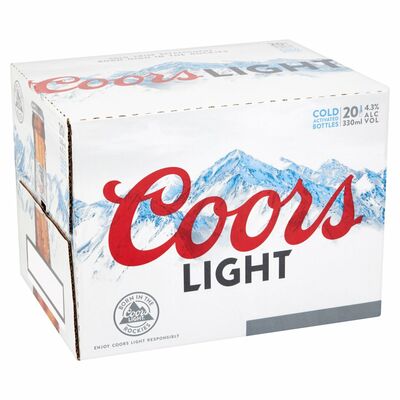 COORS LIGHT BOTTLE PACK 20 X 330ML
