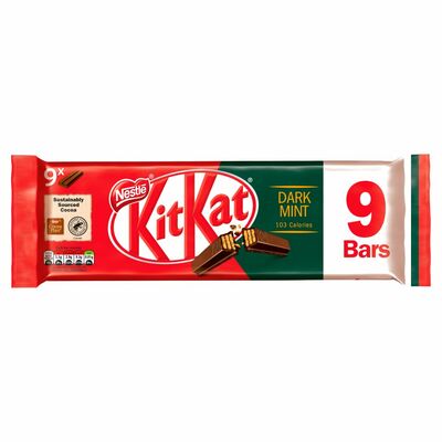 Nestlé Kit Kat 2 Finger Dark Mint Chocolate Biscuit Bar 9 Pack 186g