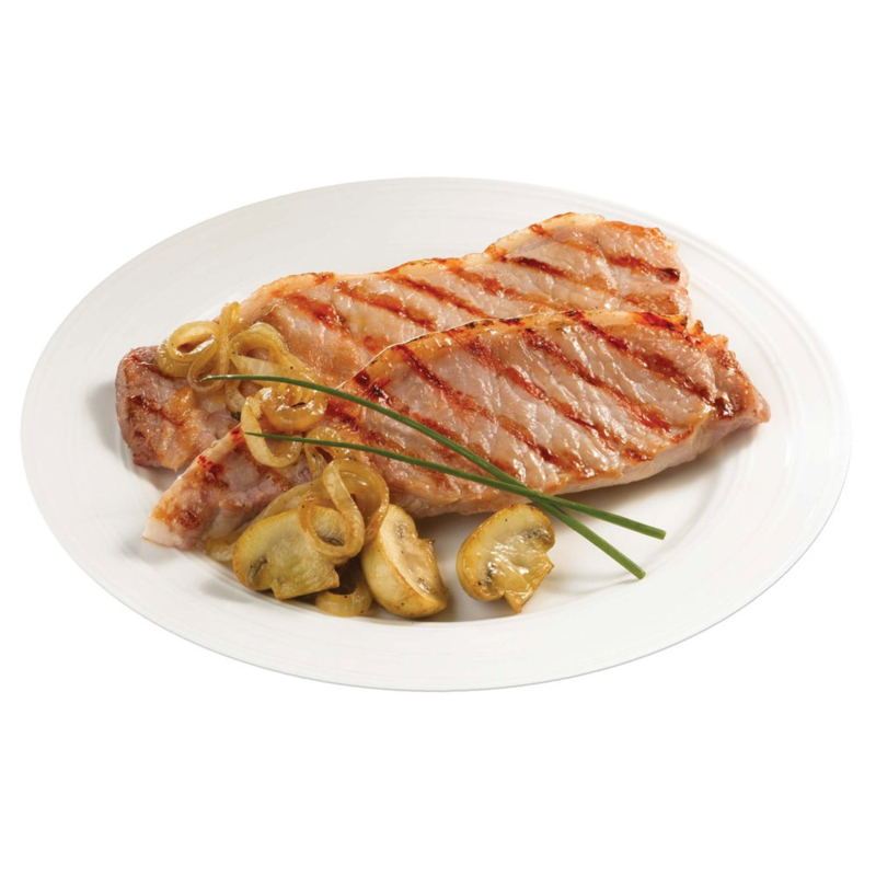 CT bacon chops on plate