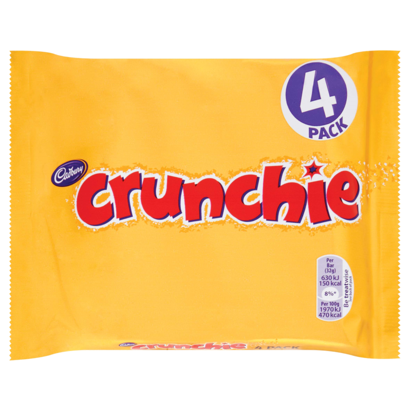 Cadbury Crunchie Chocolate Bar 4 Pack 128g