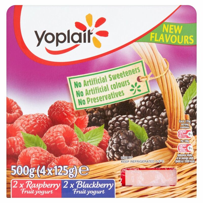 Yoplait Raspberry & Blackberry Fruit Yogurt 4 x 125g (500g)