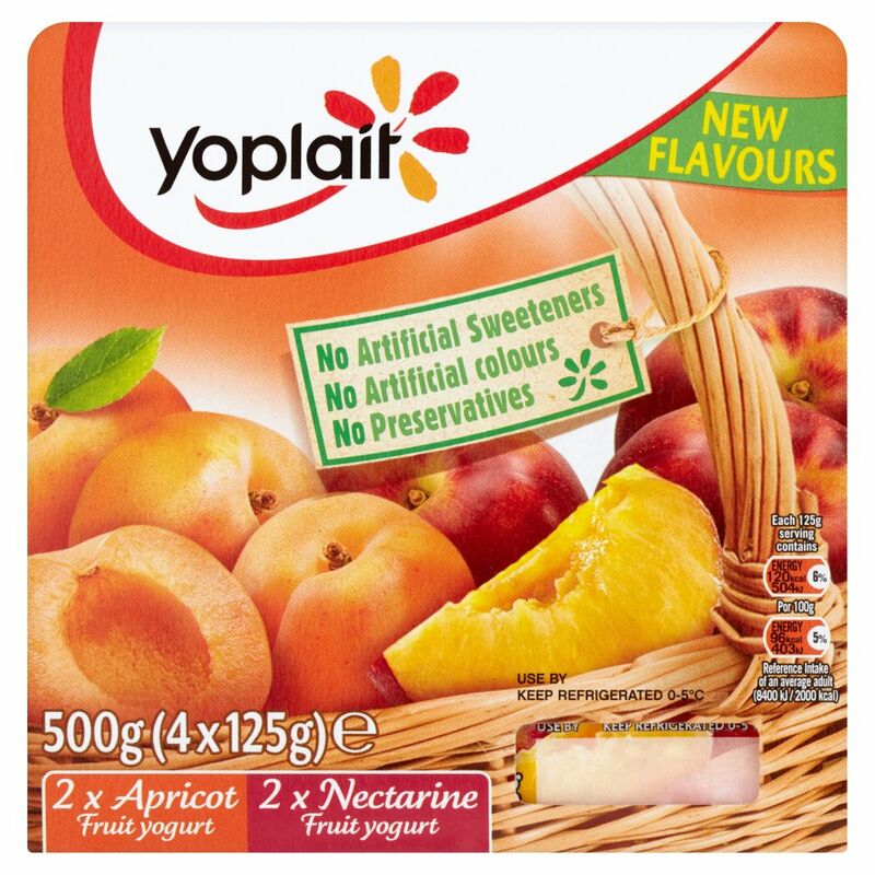 Yoplait Apricot & Nectarine Fruit Yogurt 4 x 125g (500g) Yoplait Apricot & Nectarine Fruit Yogurt 4 x 125g (500g)
