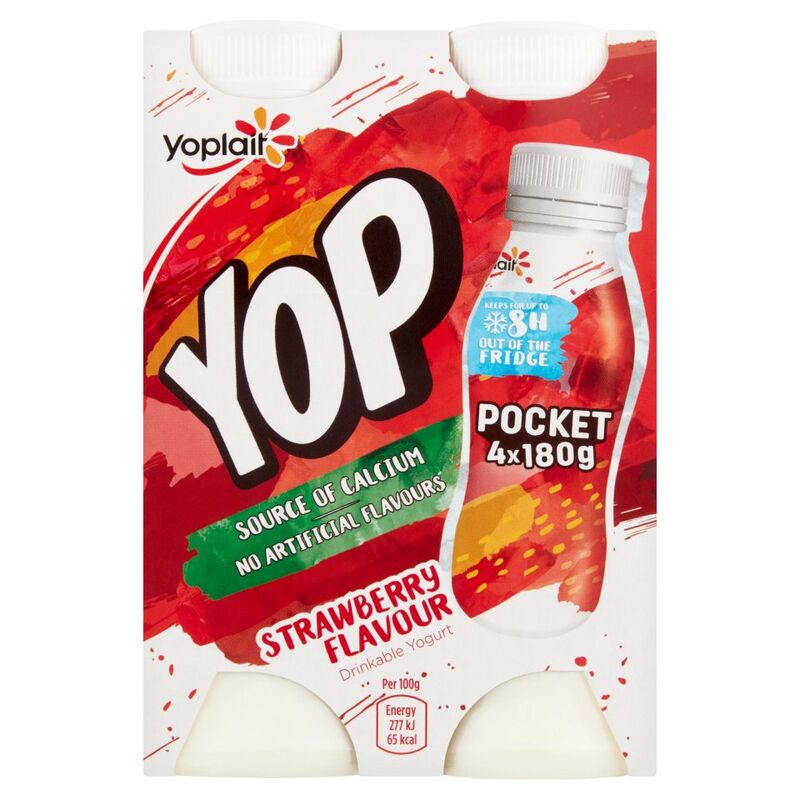 Yop Strawberry Flavour Drinkable Yogurt 4 x 180g (720g)