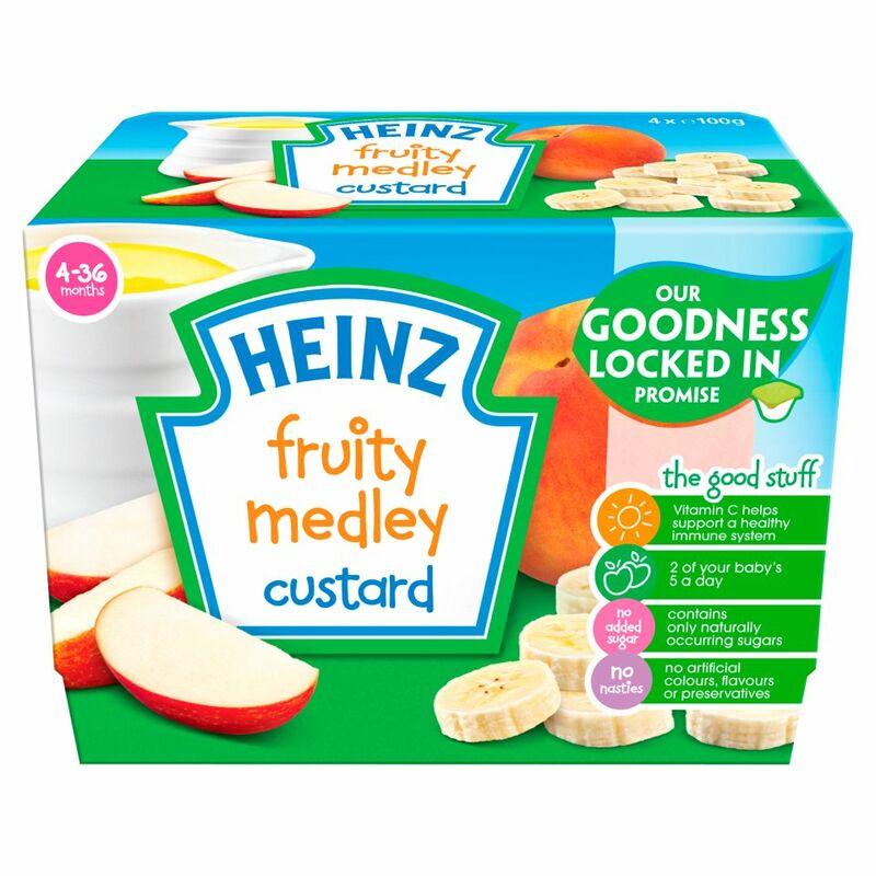 Heinz 4-36 Months Fruity Medley Custard 4 x 100g Heinz 4-36 Months Fruity Medley Custard 4 x 100g