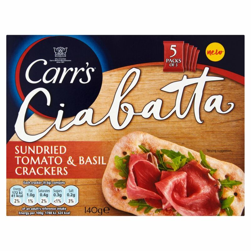 Carr's Ciabatta Sundried Tomato & Basil Crackers 140g Carr's Ciabatta Sundried Tomato & Basil Crackers 140g