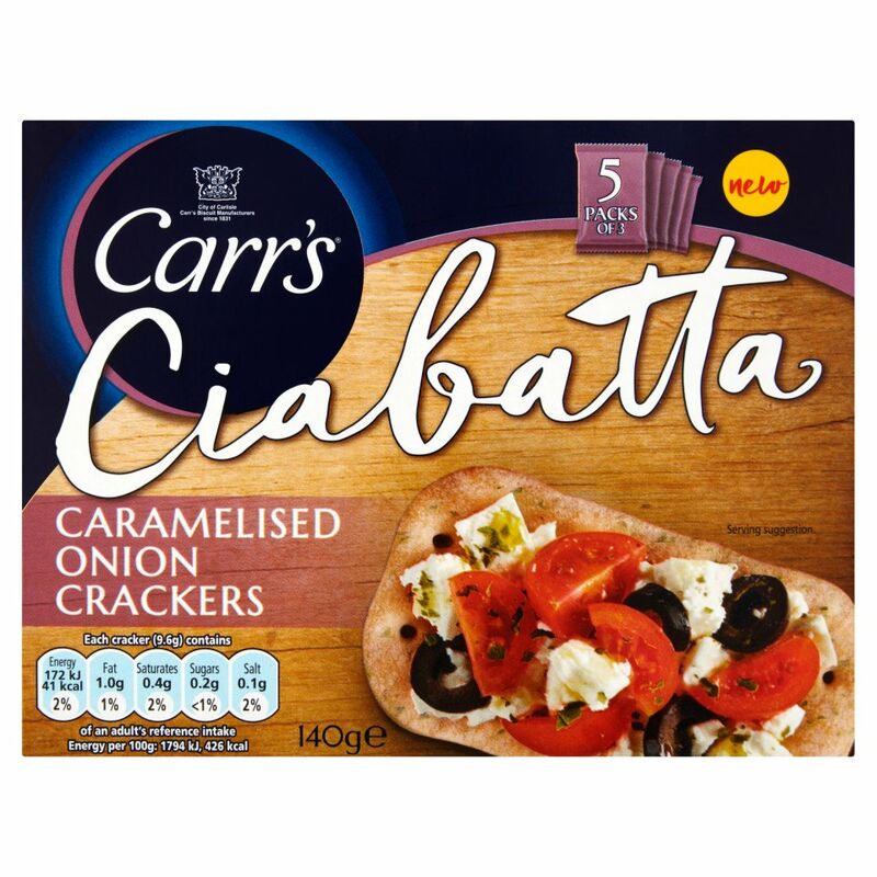 Carr's Ciabatta Caramelised Onion Crackers 140g Carr's Ciabatta Caramelised Onion Crackers 140g