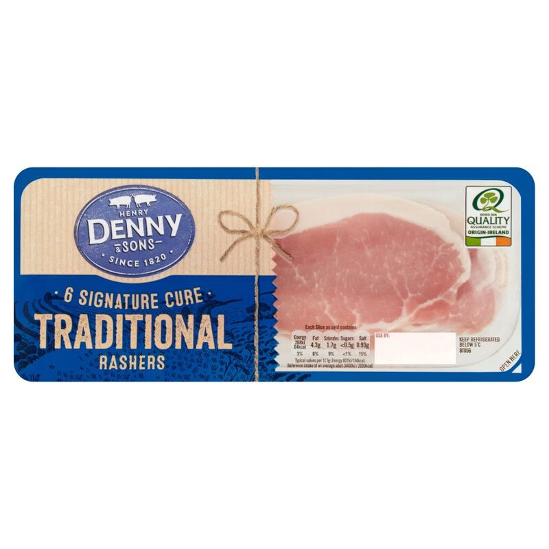 Henry Denny & Sons 6 Signature Cure Traditional Rashers 200g