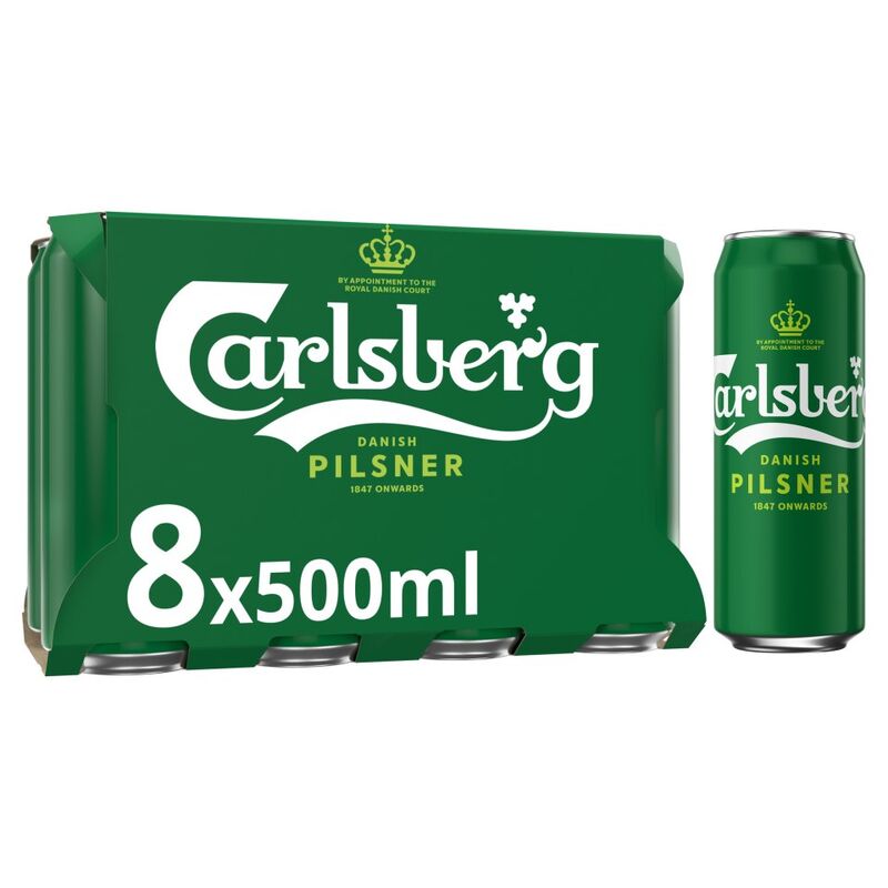 Carlsberg Danish Pilsner Lager Beer  8x500ml Can