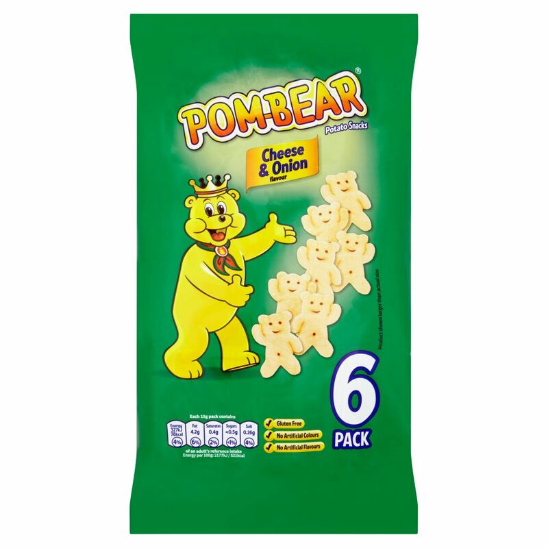 Pom-Bear Cheese & Onion Flavour Potato Snacks 6 x 15g