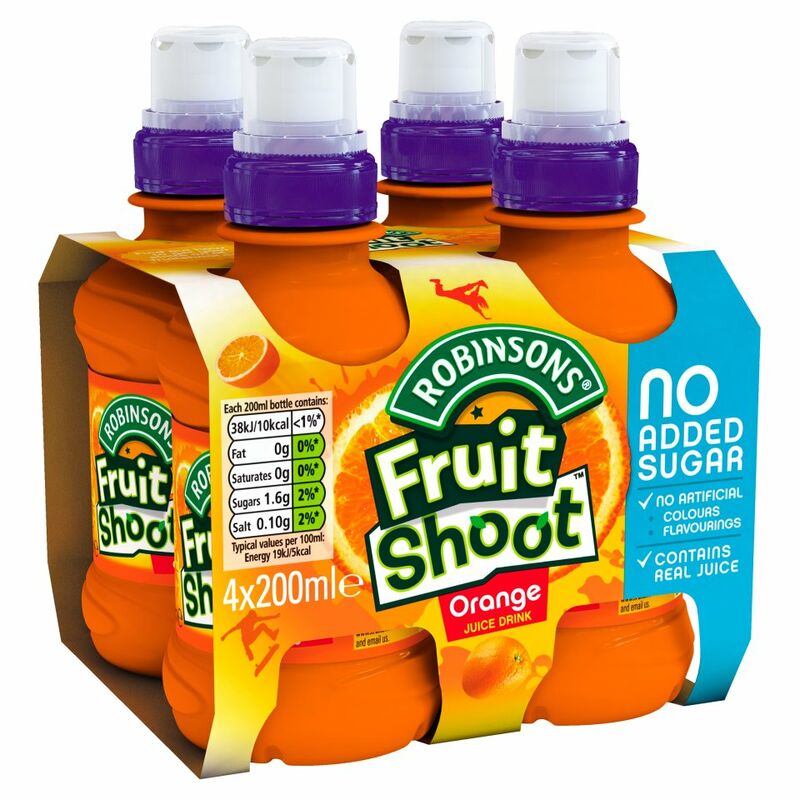 Robinsons No Added Sugar Fruit Shoot Orange Juice Drink 4 x 200ml Robinsons No Added Sugar Fruit Shoot Orange Juice Drink 4 x 200ml
