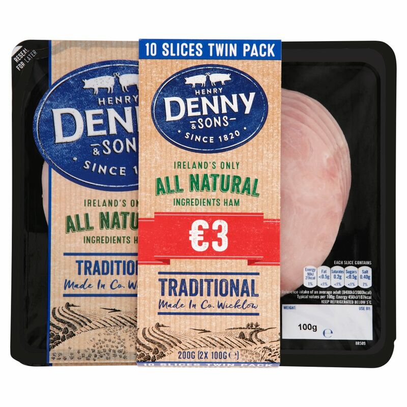Denny All Natural Ingredients Traditional Ham 10 Slices Twin Pack 2 x 100g (200g)