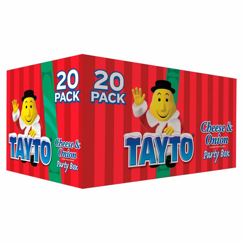 Tayto Cheese & Onion Flavour Potato Crisps Party Box 20 x 25g