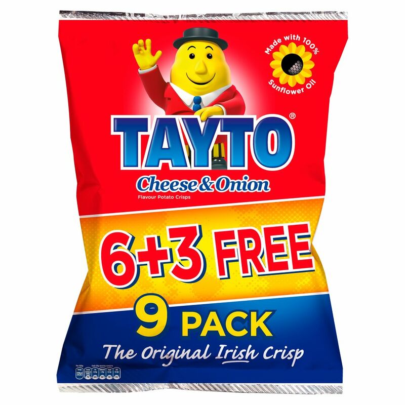 Tayto Cheese & Onion Flavour Potato Crisps 9 x 25g