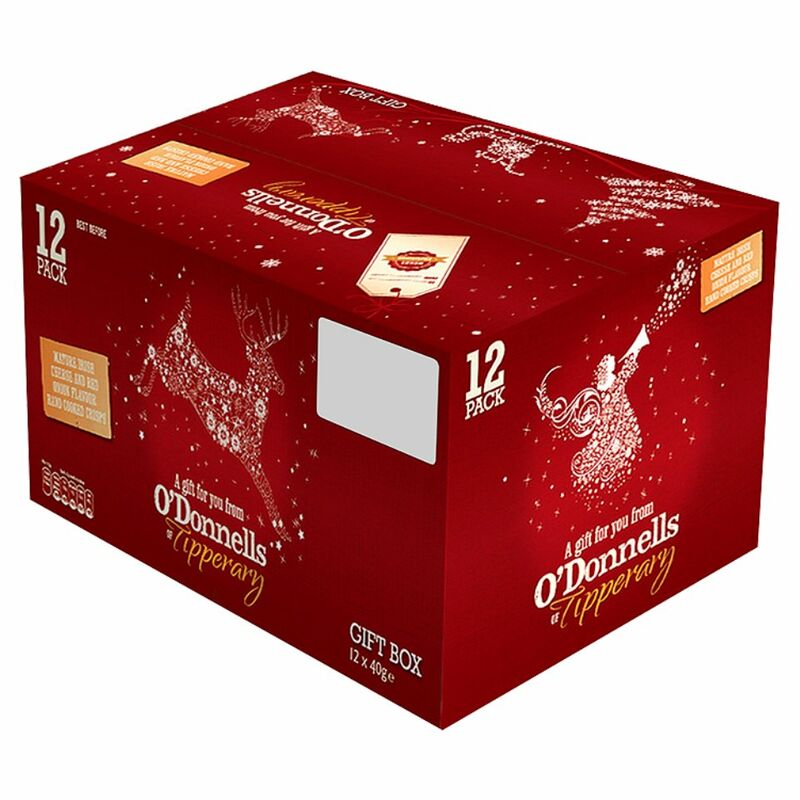 O'Donnells of Tipperary Mature Irish Cheese & Red Onion Flavour Hand Cooked Crisps Gift Box 12 x 40g