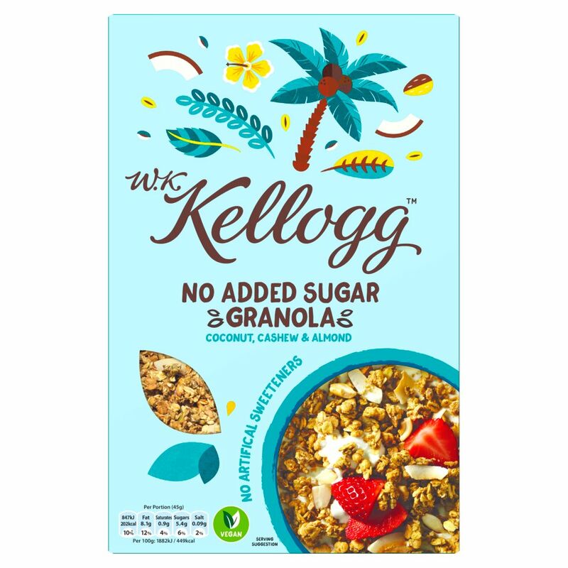 W.K. Kellogg Cereal No Added Sugar Granola Coconut, Cashew & Almond 570g