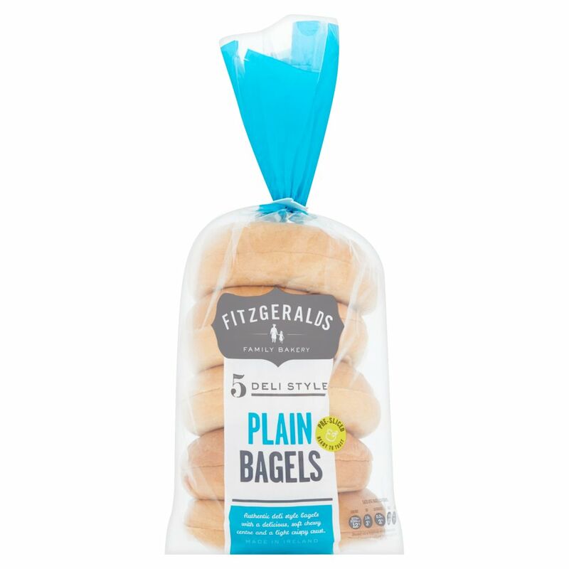 Fitzgeralds Family Bakery 5 Deli Style Plain Bagels 425g Fitzgeralds Family Bakery 5 Deli Style Plain Bagels 425g