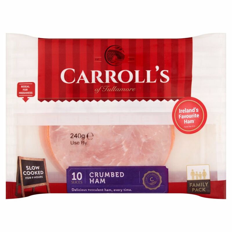 Carroll's Crumbed Ham 10 Slices Family Pack 240g Carroll's Crumbed Ham 10 Slices Family Pack 240g