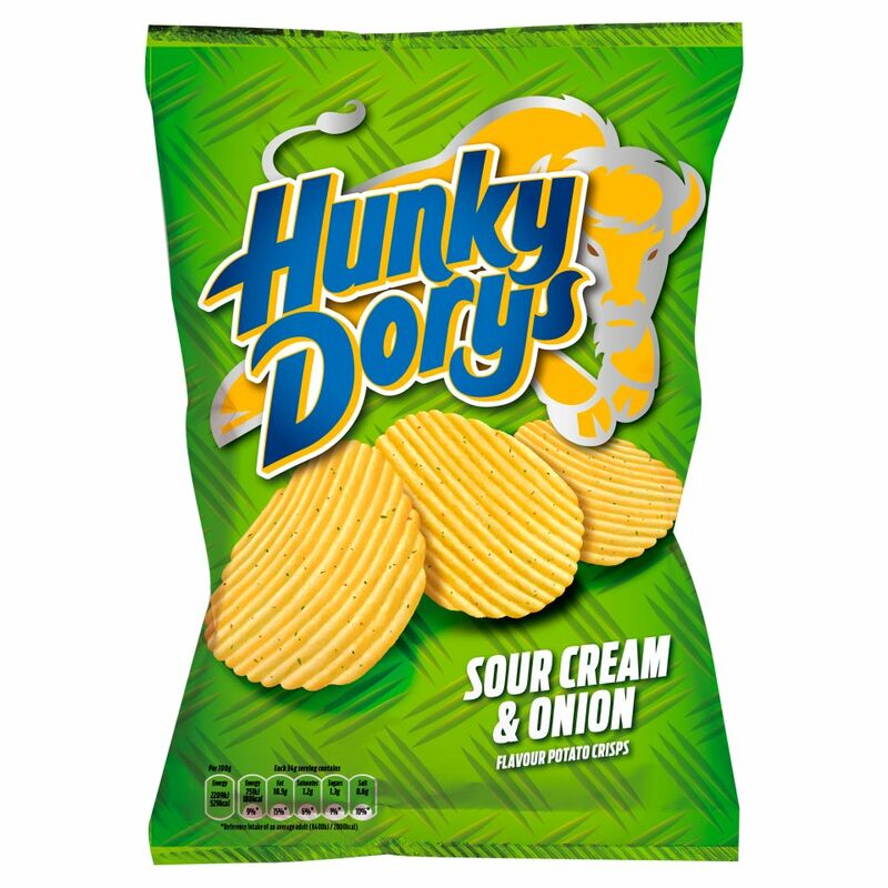 Hunky Dorys Sour Cream & Onion Flavour Potato Crisps 135g Hunky Dorys Sour Cream & Onion Flavour Potato Crisps 135g