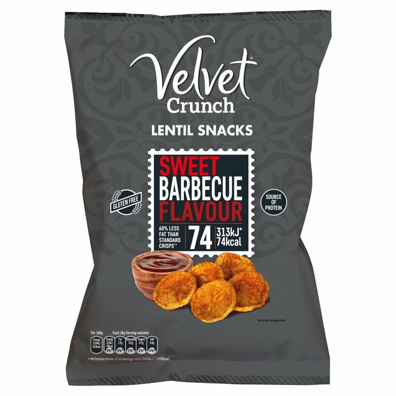 Velvet Crunch Lentil Snacks Sweet Barbecue Flavour 90g Velvet Crunch Lentil Snacks Sweet Barbecue Flavour 90g