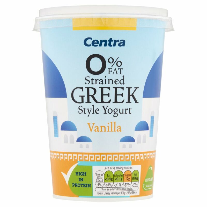Centra 0% Fat Strained Greek Style Yogurt Vanilla 450g
