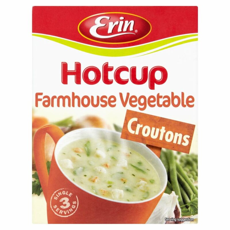 Erin Hotcup Croutons Farmhouse Vegetable Soup 3 Single Servings 75g