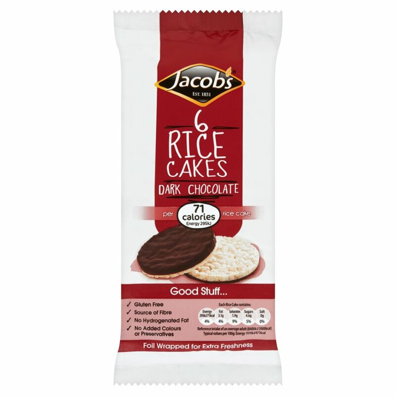 Jacob's 6 Rice Cakes Dark Chocolate 90g Jacob's 6 Rice Cakes Dark Chocolate 90g