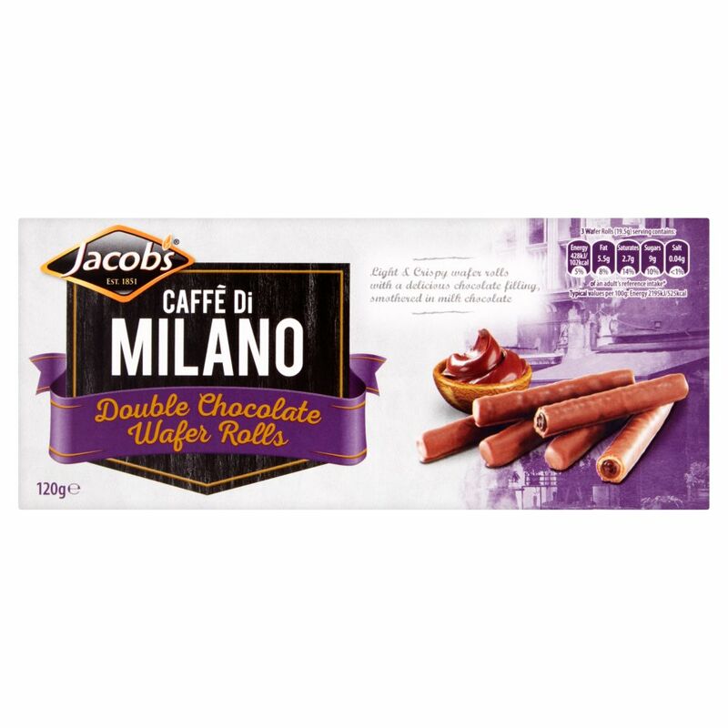 Jacob's Caffè di Milano Double Chocolate Wafer Rolls 120g Jacob's Caffè di Milano Double Chocolate Wafer Rolls 120g