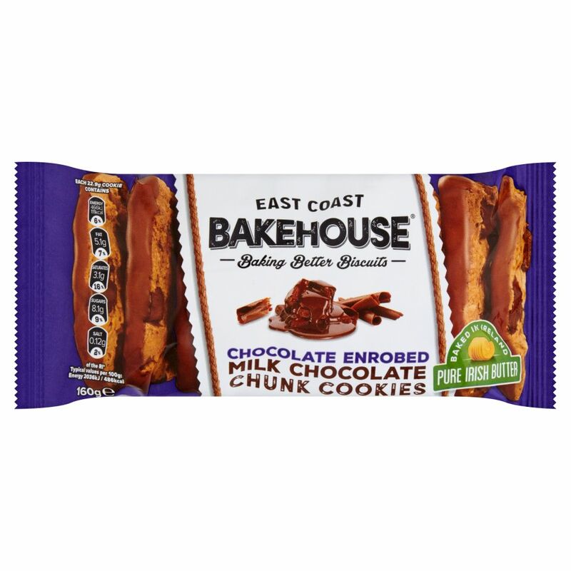 East Coast Bakehouse Chocolate Enrobed Milk Chocolate Chunk Cookies 160g