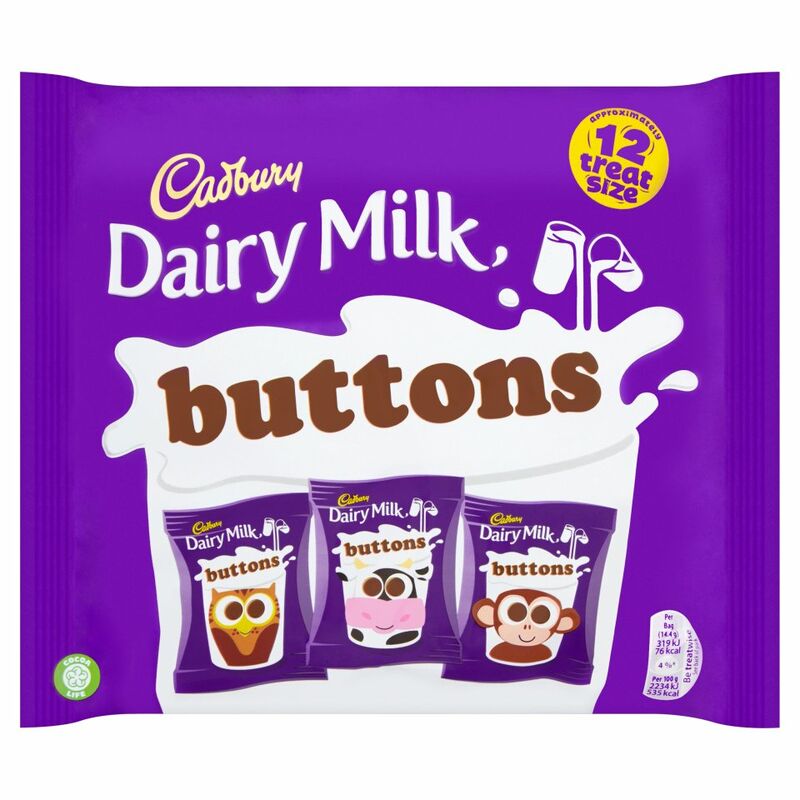 Cadbury Dairy Milk Buttons Chocolate 12 Treatsize Bags 170g