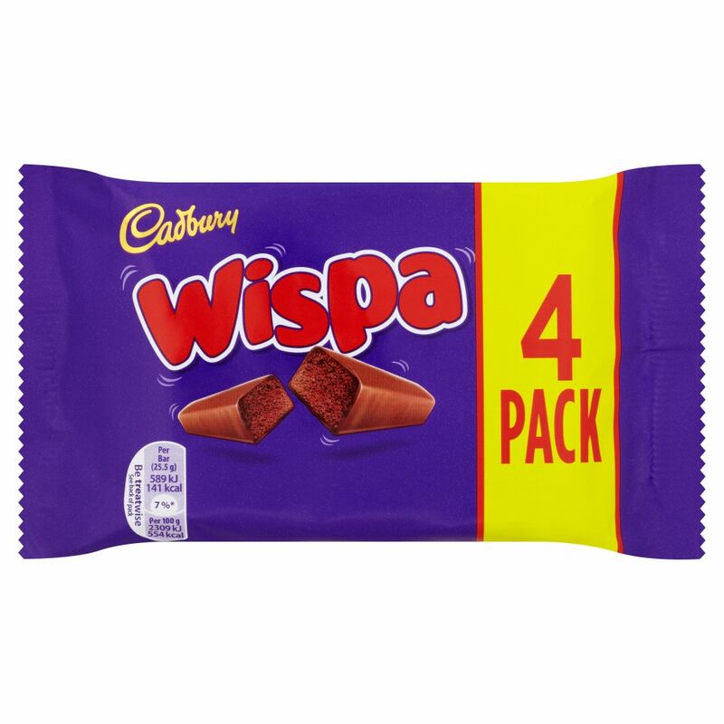 Cadbury Wispa Chocolate Bar 4 Pack 102g Cadbury Wispa Chocolate Bar 4 Pack 102g