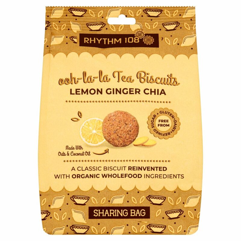Rhythm 108 Ooh-la-la Tea Biscuits Lemon Ginger Chia Sharing Bag 135g