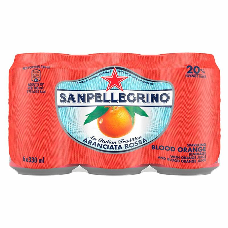 Sanpellegrino Sparkling Fruit Beverages Aranciata Rossa 6 x 330ml Can