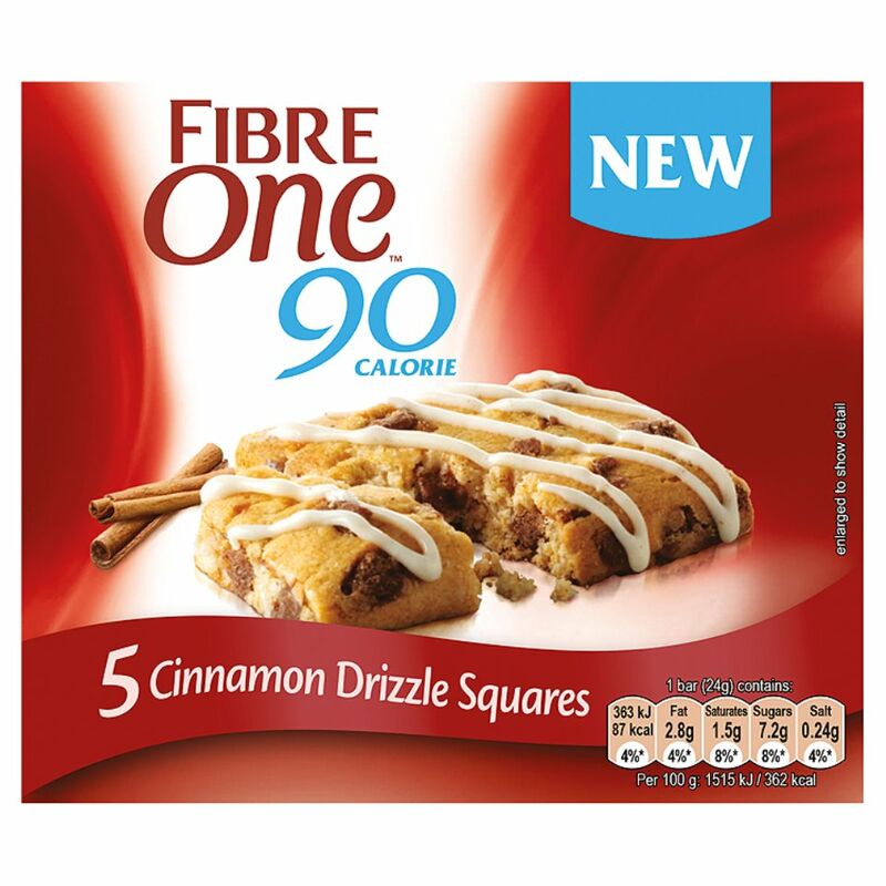 Fibre One 90 Calorie Cinnamon Drizzle Squares 5 x 24g (120g)