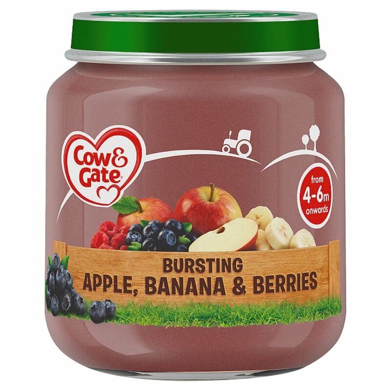Cow & Gate Bursting Apple, Banana & Berries from 4-6m Onwards 125g Cow & Gate Bursting Apple, Banana & Berries from 4-6m Onwards 125g