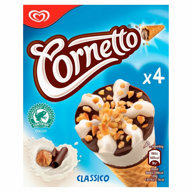 Cornetto Classico Ice Cream Cone 4 x 90ml
