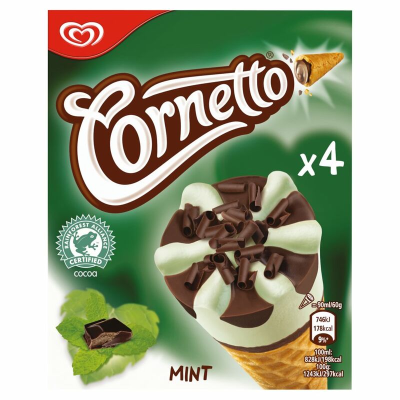 Cornetto Mint Ice Cream Cone 4 x 360ml