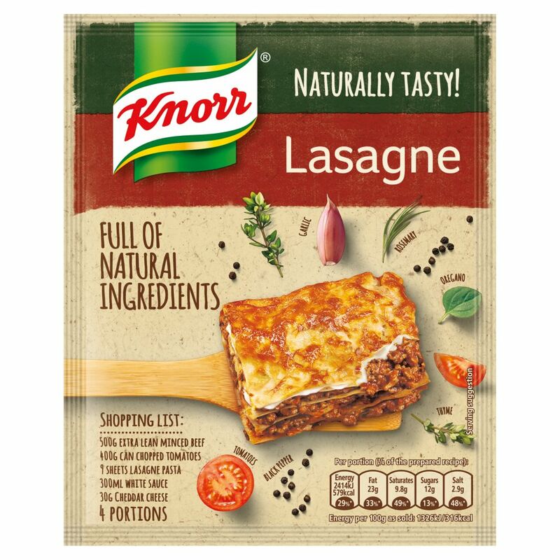 Knorr Naturally Tasty Lasagne Recipe Mix 60g Knorr Naturally Tasty Lasagne Recipe Mix 60g