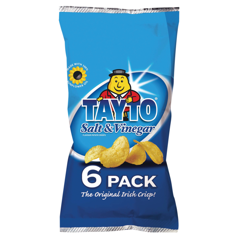 Tayto Salt Vinegar Flavour Potato Crisps 6 Pack