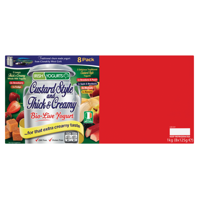 Irish Yogurts Custard Style and Thick Creamy Bio Live Yogurt 1kg