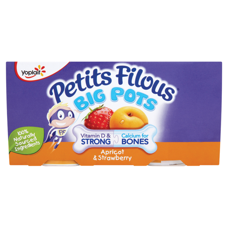 Yoplait Petits Filous Big Pots Apricot Strawberry 4 x 90g 360g