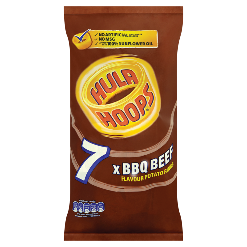Hula Hoops BBQ Beef Flavour Potato Rings 7 x 24g
