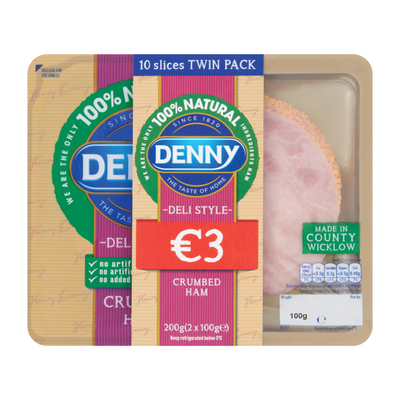 Denny Deli Style Crumbed Ham 10 Slices Twin Pack 2 x 100g 200g Denny Deli Style Crumbed Ham 10 Slices Twin Pack 2 x 100g 200g