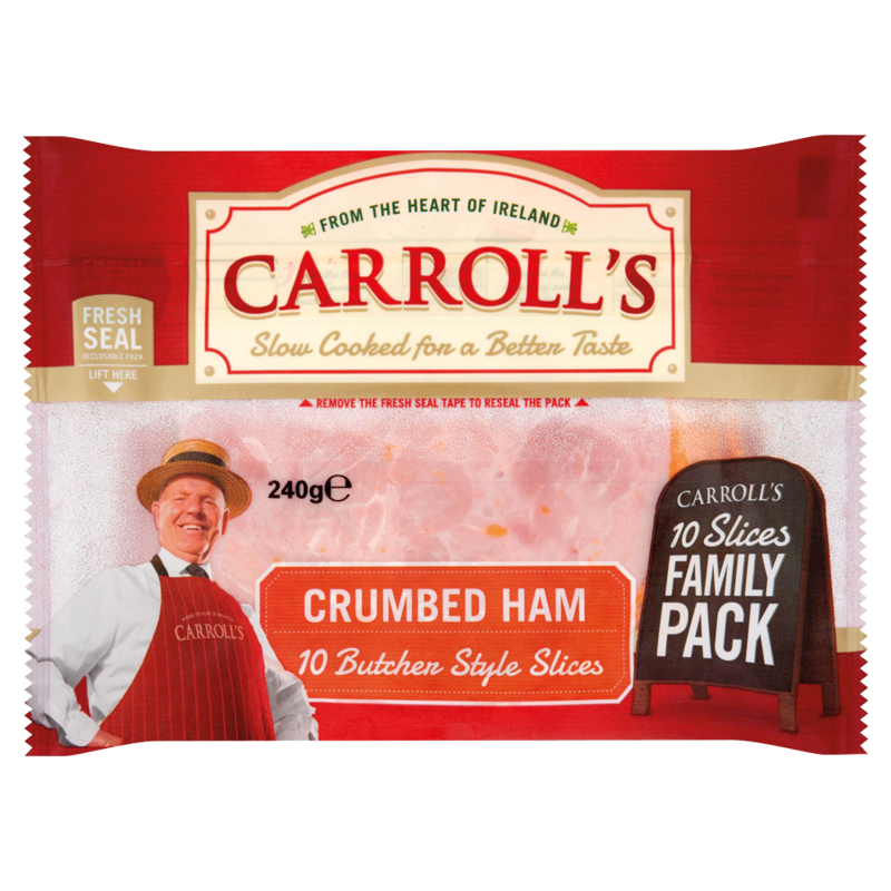 Carrolls Crumbed Ham 10 Butcher Style Slices Family Pack 240g