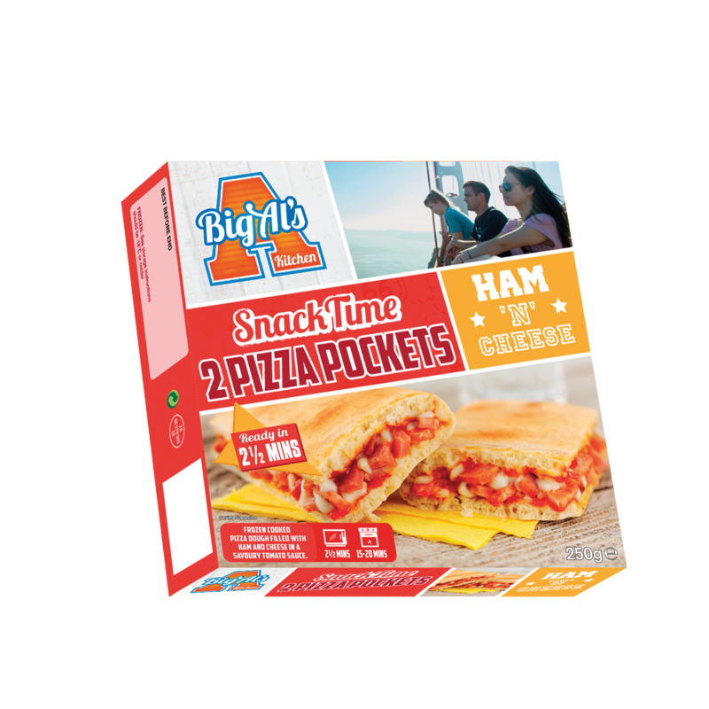 Big Al s Kitchen Snack Time 2 Pizza Pockets Ham n Cheese 250g