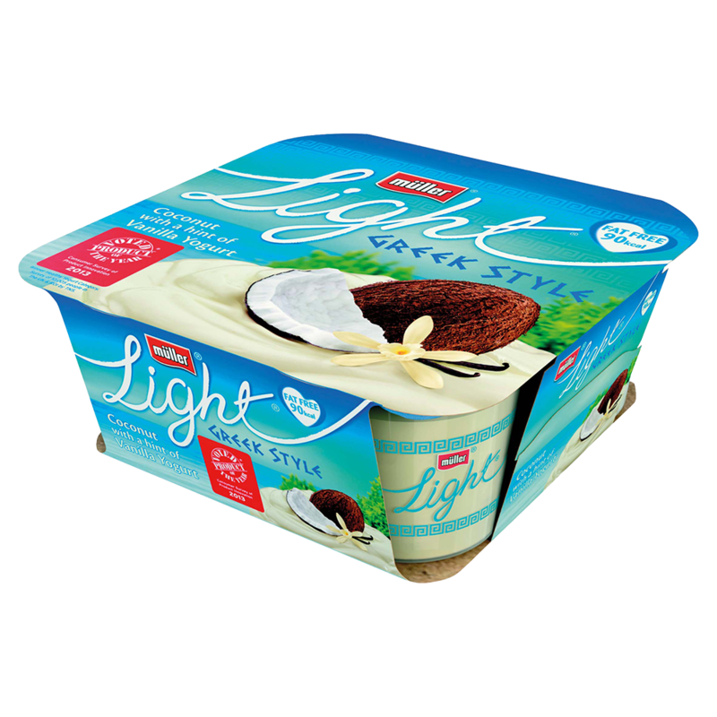 Mllerlight Greek Style Coconut Vanilla Fat Free Yogurt 4 x 120g